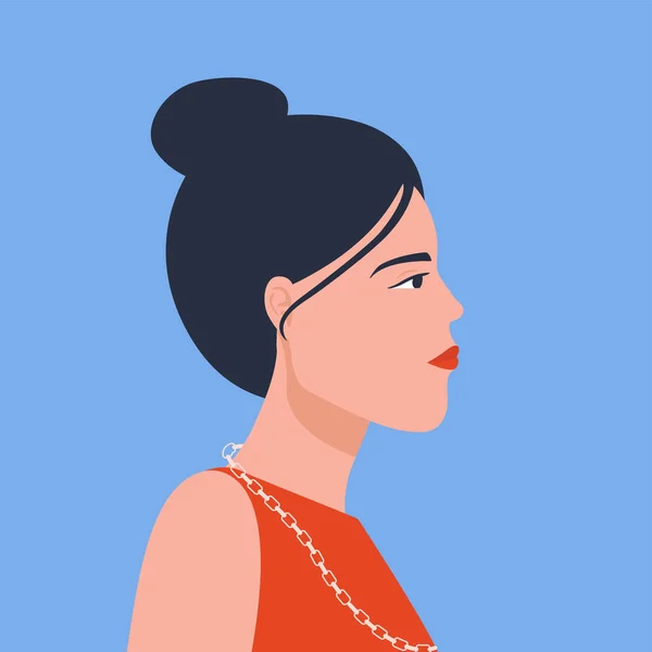 Social Media Avatar Profile Asian Girl Illustration Trendy Minimal Style — Stock Vector
