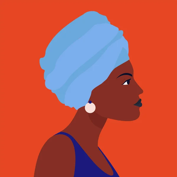 Avatar Medios Sociales Perfil Femenino Africano Estilo Minimalista Moda Vectorial — Archivo Imágenes Vectoriales