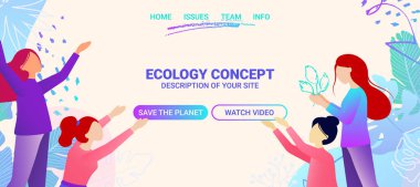 Web sitesi tasarımı gezegen vektör illüstrasyonunu kaydeder. Bir grup kız ellerini kaldırıyor. Web sitesi oluşturma şablonu.