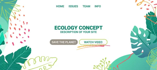 Diseño Del Sitio Web Vectorial Ecología Tema Página Web Plantilla — Vector de stock