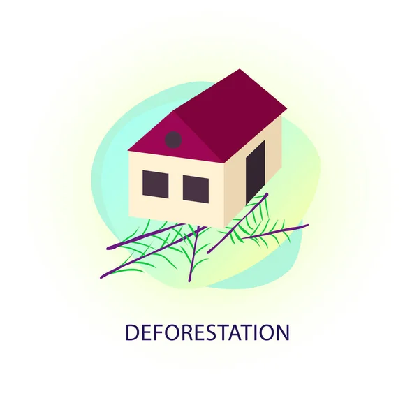 Ecologische Rampenvector Illustratie Ontbossing Verstedelijking — Stockvector
