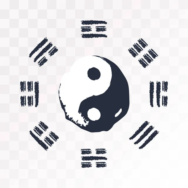 Symbol Yin Yang Znaki Księgi Zmian Wróżba Ilustracja Wektora Odosobnionym — Wektor stockowy