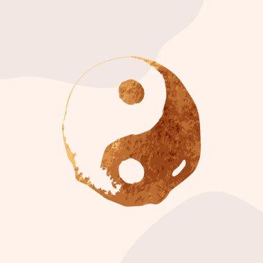 Yin yang 'ın sembolü. Değişiklikler kitabından işaretler. Kehanet. Altın vektör illüstrasyonu.