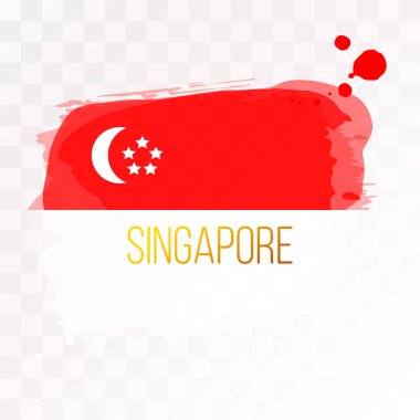 Singapur bayrağı. İzole bir arkaplanda vektör illüstrasyon dokusu benekleri.