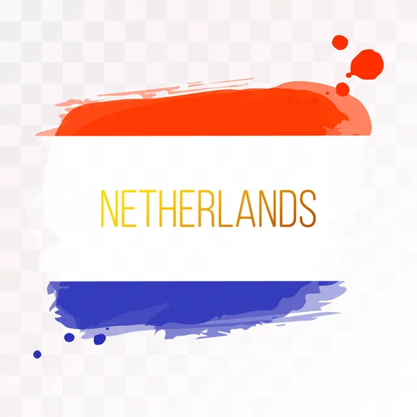 Bandeira Holanda Vetor Ilustração Textura Manchas Fundo Isolado — Vetor de Stock