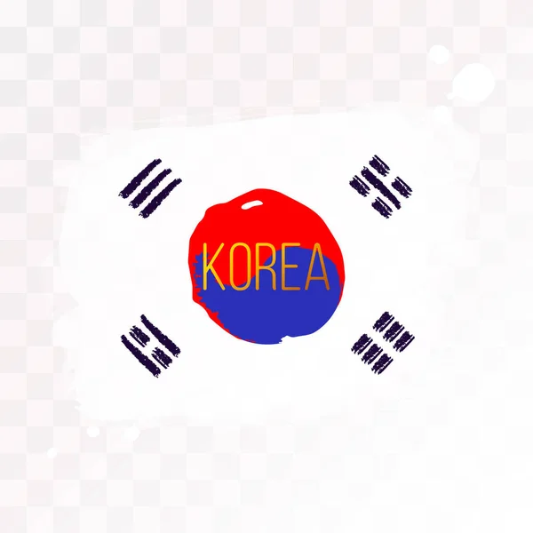 Flag Korea Vector Illustration Texture Spots Isolated Background — Stock Vector
