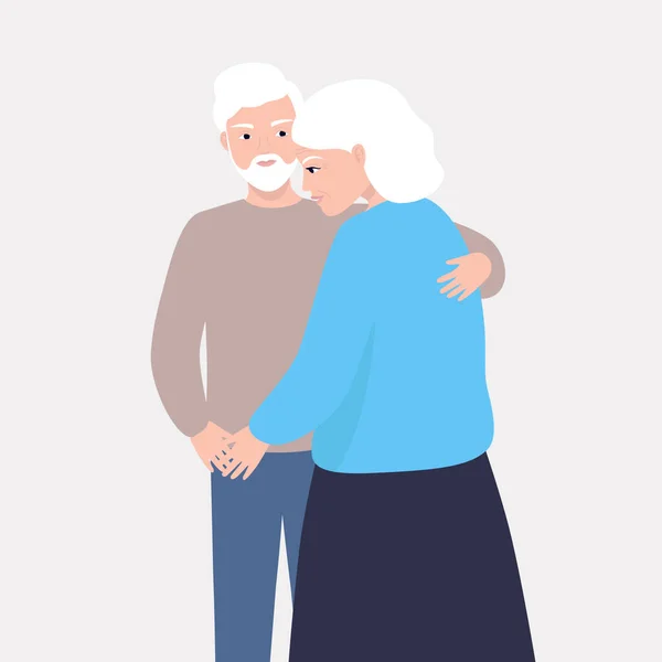 Starszy Mężczyzna Starsza Kobieta Kochają Się Starsi Troszczą Się Siebie — Wektor stockowy