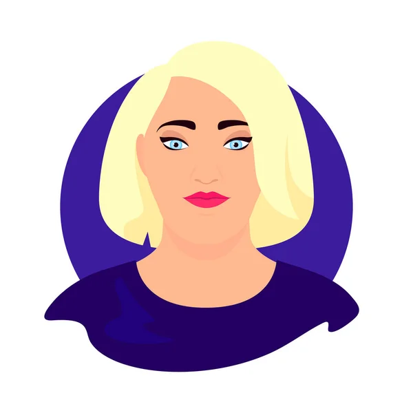 Social Media Avatar Profile Woman Woman Blonde Oversize Colorful Blue — Stock Vector