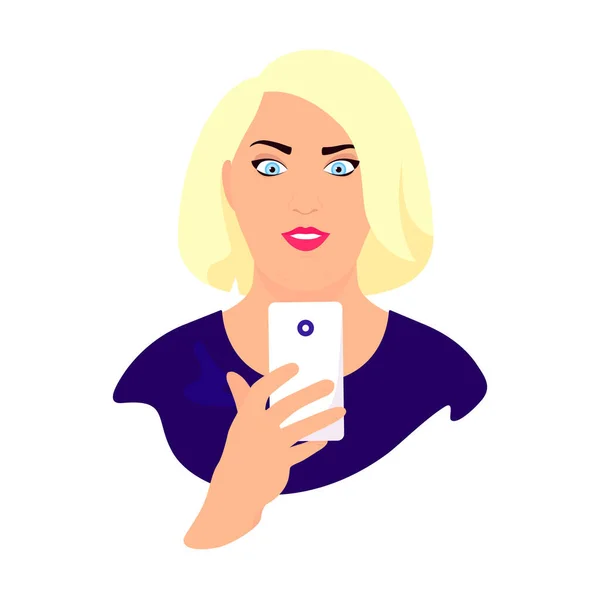 Профіль Аватара Соціальних Мереж Жінка Жінка Блондинка Оверсайз Жінка Дізналася — стоковий вектор