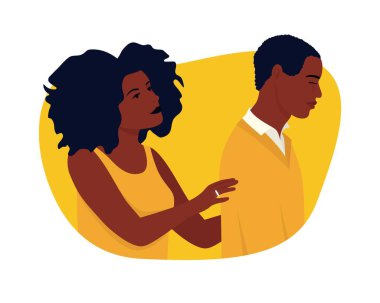 Karantina sırasında ailede psikolojik sorunlar. İlişki krizi. Ortağı sorun hakkında konuşmaya çalışıyor. Coronavirus karantinası kavramı 2019-nCoV.