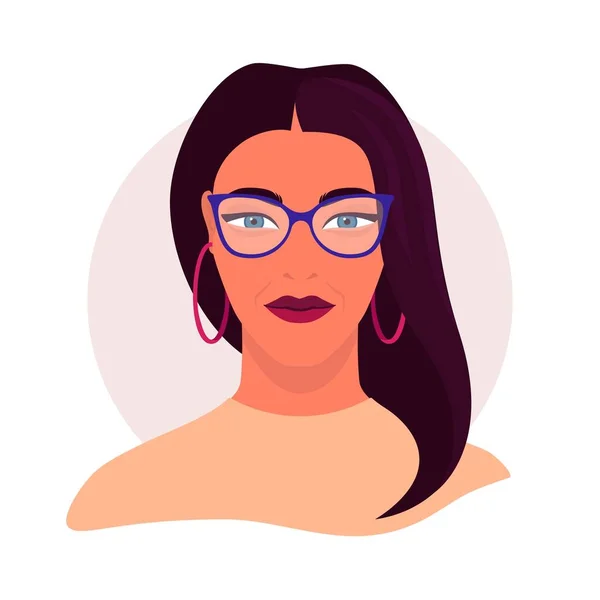 Profil Avatar Médias Sociaux Une Femme Femme Avec Lunettes Employée — Image vectorielle