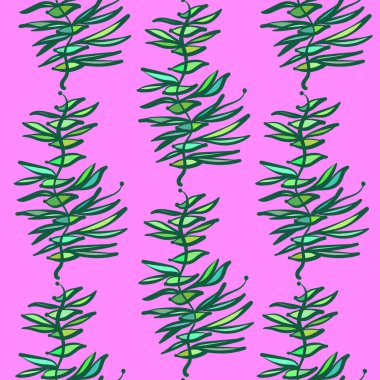 Parlak yaprakları, soyutlama fantezi. Vektör seamless modeli.