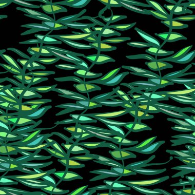 Parlak yaprakları, soyutlama fantezi. Vektör seamless modeli.