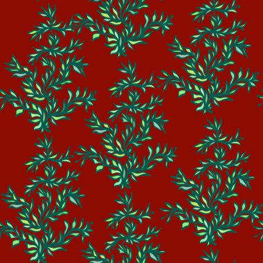 Parlak yaprakları, soyutlama fantezi. Vektör seamless modeli.