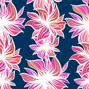 Parlak fantezi çiçekler. Vektör seamless modeli