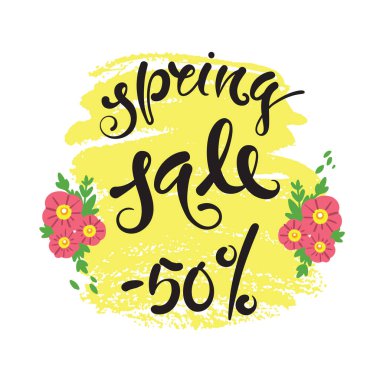 Bahar satış. Vektör el çizilen harf.