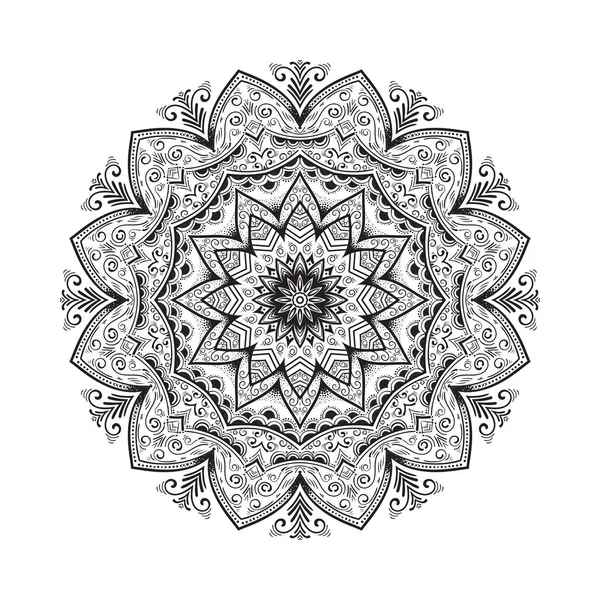 Ręcznie rysowane mandala ornament. Mehndi, henna wzór. Może być używany do tkanin, drukowanie na telefon, jogi maty, kolorowanki. — Wektor stockowy