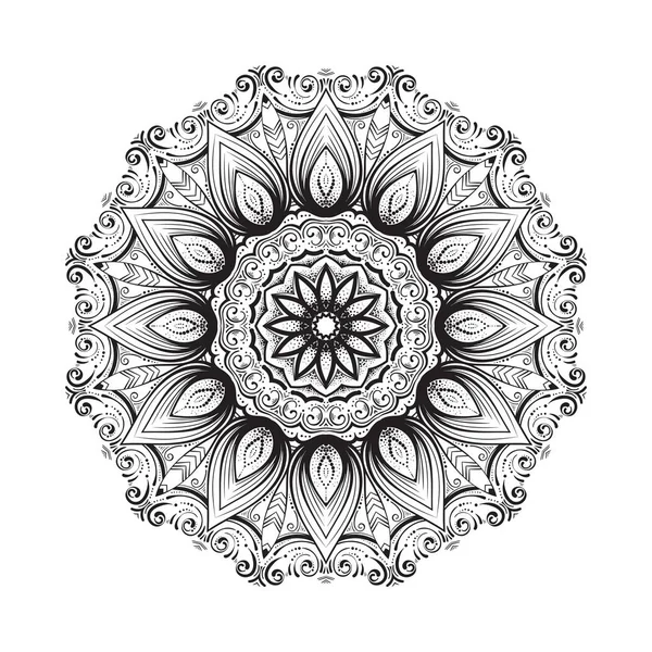 Hand drawn mandala ornament.Mehndi, henna pattern. Can be used for textiles, printing on phone, yoga Mat, coloring. — Stock Vector