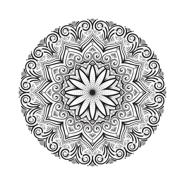 Hand drawn mandala ornament.Mehndi, henna pattern. Can be used for textiles, printing on phone, yoga Mat, coloring. — Stock Vector