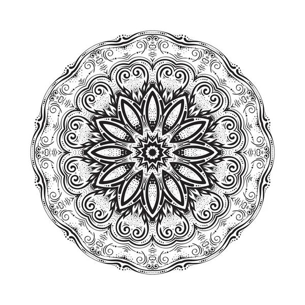 Ręcznie rysowane mandala ornament. Mehndi, henna wzór. Może być używany do tkanin, drukowanie na telefon, jogi maty, kolorowanki. — Wektor stockowy