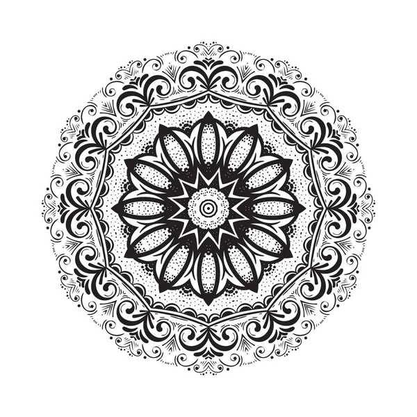 Decorativo mandala dibujado a mano.Mehndi, patrón de henna. Puede ser utilizado para los textiles, impresión en el teléfono, estera del yoga, colorear . — Archivo Imágenes Vectoriales