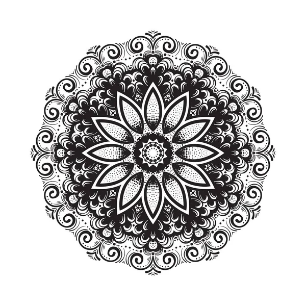 Ручной рисунок мандала украшения. Mehndi, хна узор. Может использоваться для текстиля, печати по телефону, коврика для йоги, раскраски . — стоковый вектор
