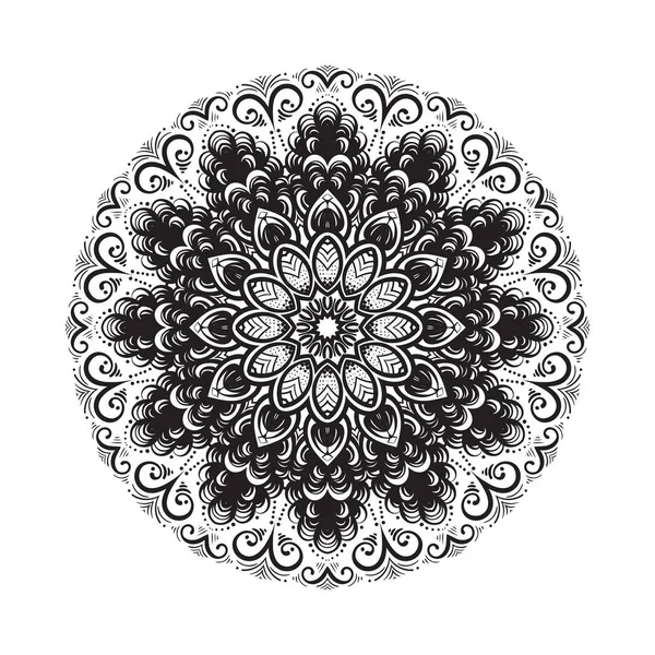 Ornement mandala dessiné à la main.Mehndi, motif au henné. Peut être utilisé pour les textiles, impression sur téléphone, tapis de yoga, coloriage . — Image vectorielle