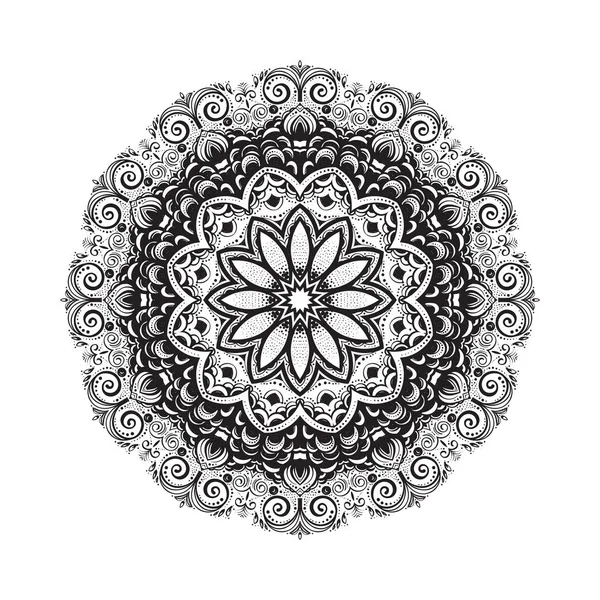Decorativo mandala dibujado a mano.Mehndi, patrón de henna. Puede ser utilizado para los textiles, impresión en el teléfono, estera del yoga, colorear . — Archivo Imágenes Vectoriales