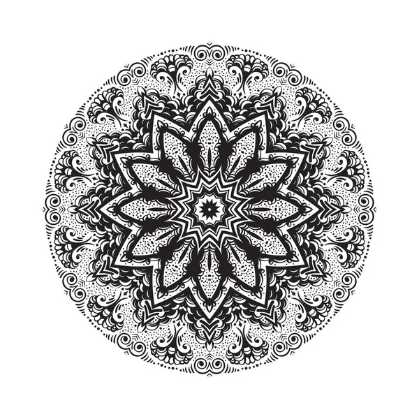 Decorazione mandala disegnata a mano.Mehndi, motivo hennè. Può essere utilizzato per tessuti, stampa su telefono, tappetino yoga, colorazione . — Vettoriale Stock