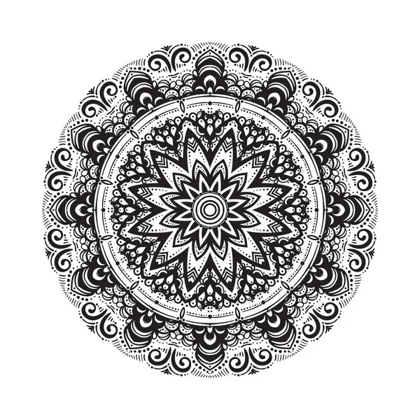 Handgezeichnetes Mandala ornament.mehndi, Henna-Muster. kann für Textilien, Druck am Telefon, Yogamatte, Farbgebung verwendet werden. — Stockvektor