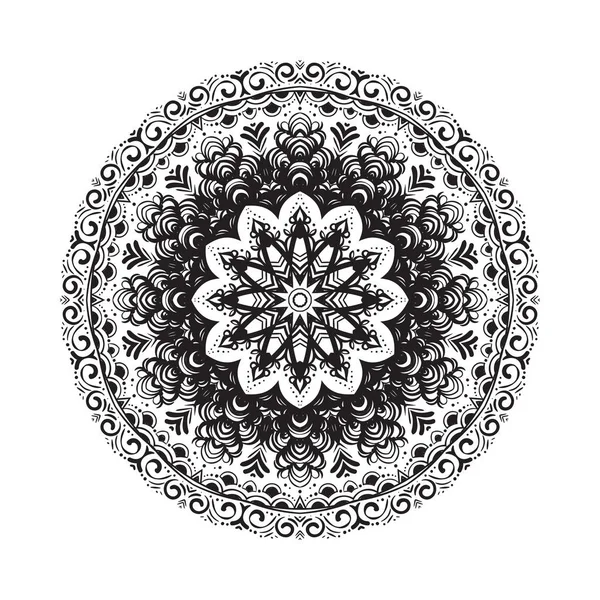 Hand drawn mandala ornament.Mehndi, henna pattern. Can be used for textiles, printing on phone, yoga Mat, coloring. — Stock Vector