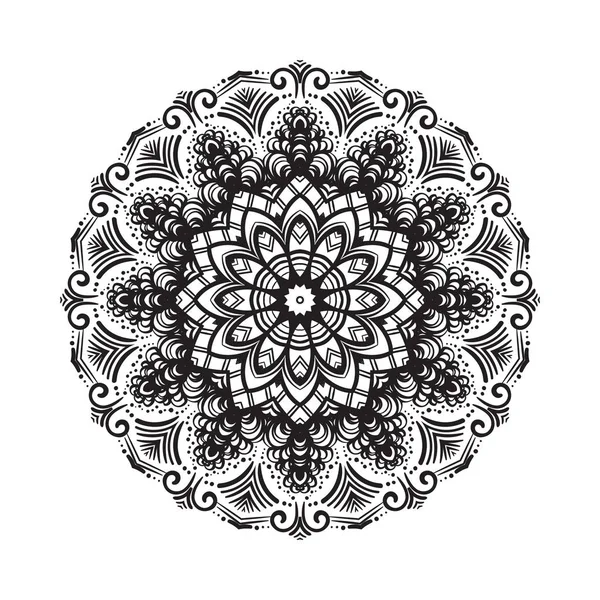 Hand drawn mandala ornament.Mehndi, henna pattern. Can be used for textiles, printing on phone, yoga Mat, coloring. — Stock Vector