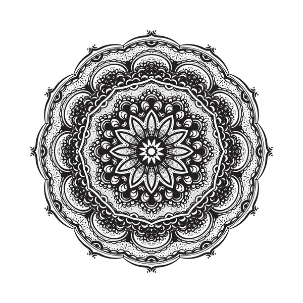 Ручной рисунок мандала украшения. Mehndi, хна узор. Может использоваться для текстиля, печати по телефону, коврика для йоги, раскраски . — стоковый вектор