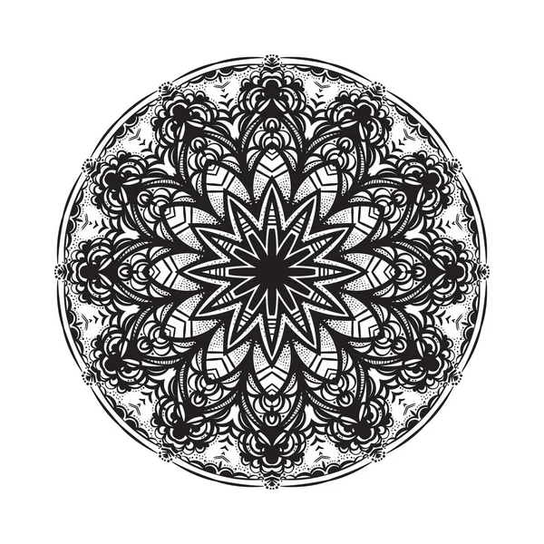 Hand drawn mandala ornament.Mehndi, henna pattern. Can be used for textiles, printing on phone, yoga Mat, coloring. — Stock Vector