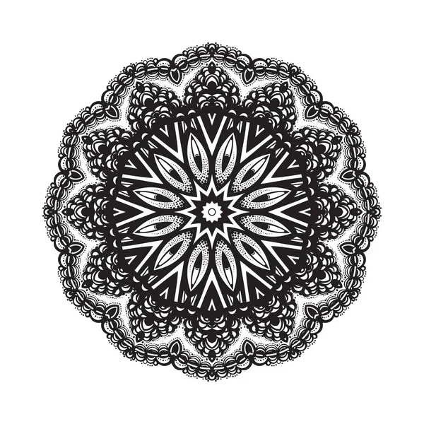 Hand drawn mandala ornament.Mehndi, henna pattern. Can be used for textiles, printing on phone, yoga Mat, coloring. — Stock Vector