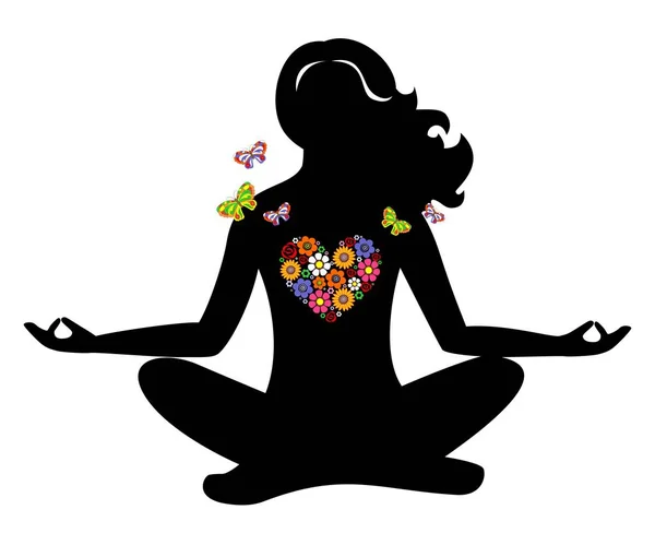 瞑想の女の子花 — ストックベクタ
