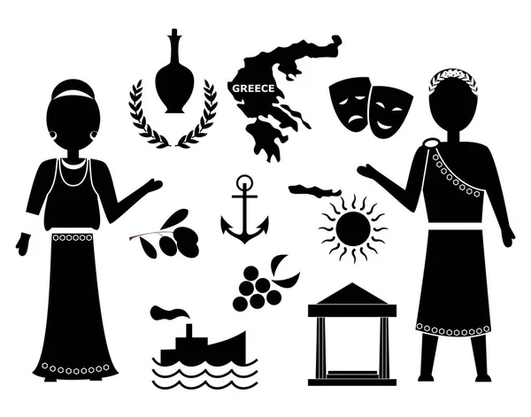 Grec plat design noir — Image vectorielle