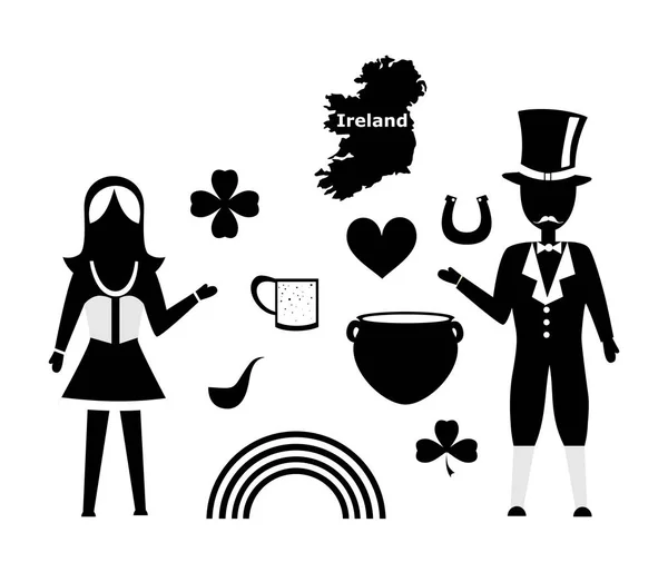 Irlandés plano diseño negro — Vector de stock