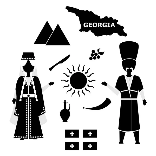 格鲁吉亚平面设计黑色 — 图库矢量图片