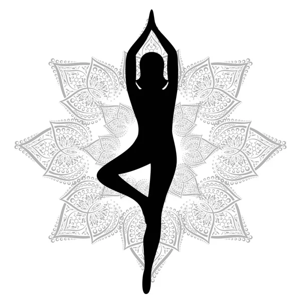 Yoga arbre pose fleur — Image vectorielle