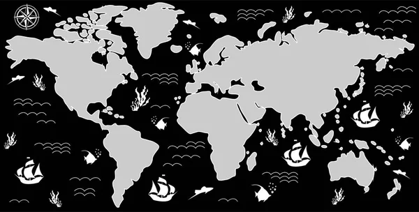 Карта черно-белый — стоковый вектор
