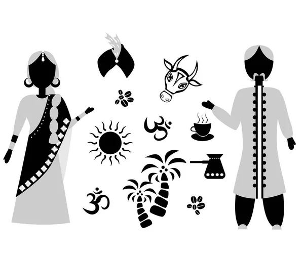 India diseño plano negro — Archivo Imágenes Vectoriales