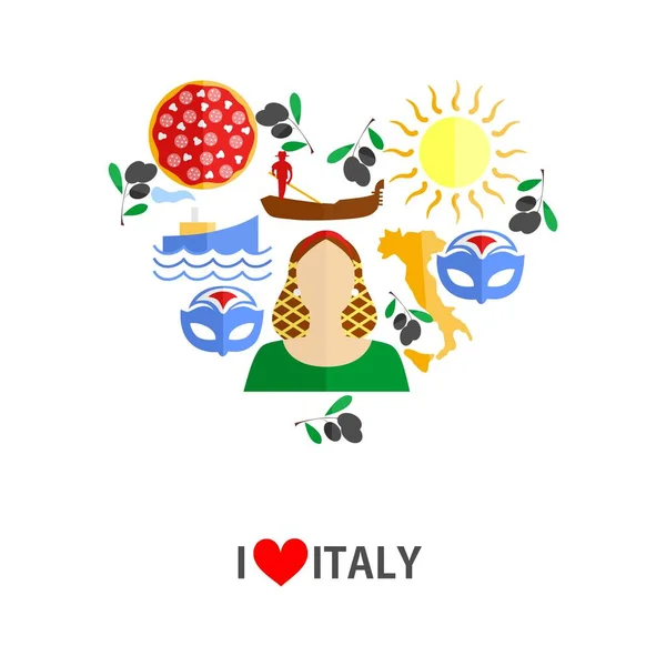 Aku cinta Italia - Stok Vektor