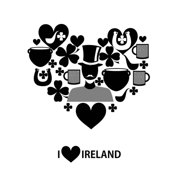 Me encanta irlandés negro — Vector de stock