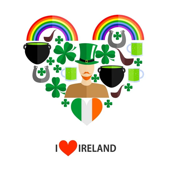 Amo l'Irlanda. — Vettoriale Stock