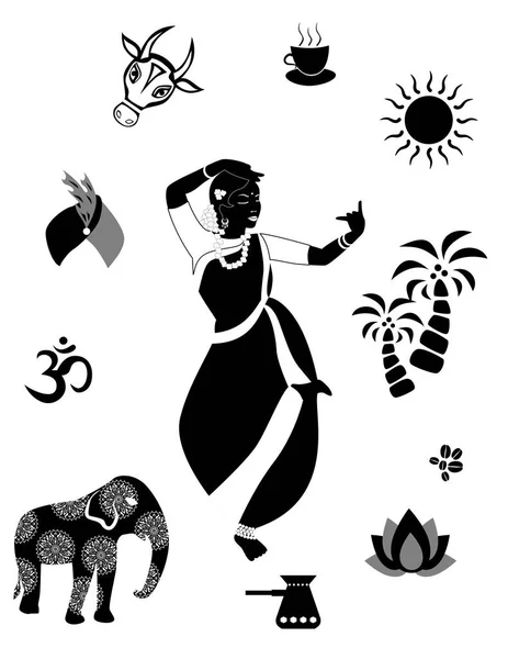 Ensemble indien noir — Image vectorielle