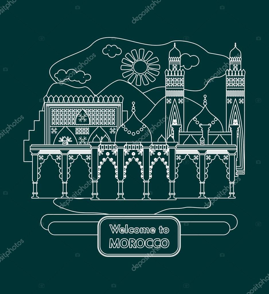 Illustration in the style of a flat design on the theme of morocco.