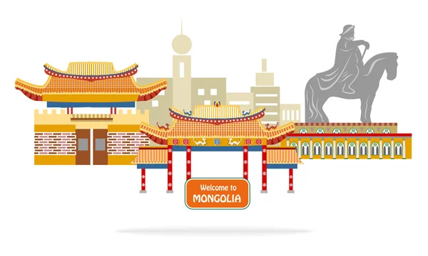 Bem-vindo à Mongólia — Vetor de Stock