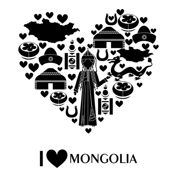 Mongol love svart — Stock vektor