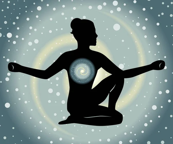 Univers et yoga assis — Image vectorielle